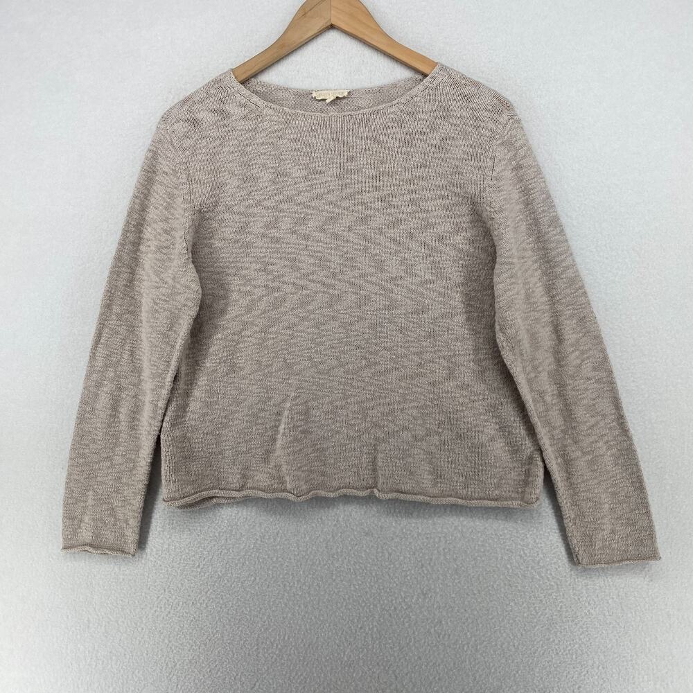 EILEEN FISHER Sweater S Organic Cotton Slub Knit Pullover Gray